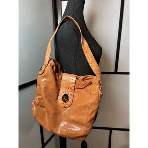 CHI by Carlos Falchi  jeweled Leather snakeskin‎ Shoulder bag purse brown